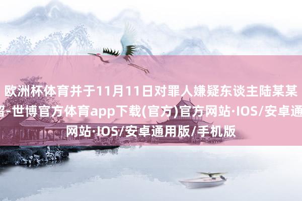 欧洲杯体育并于11月11日对罪人嫌疑东谈主陆某某照章刑事拘留-世博官方体育app下载(官方)官方网站·IOS/安卓通用版/手机版