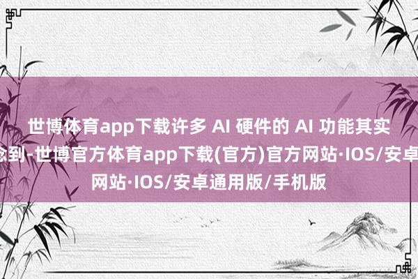 世博体育app下载许多 AI 硬件的 AI 功能其实手机也不错作念到-世博官方体育app下载(官方)官方网站·IOS/安卓通用版/手机版