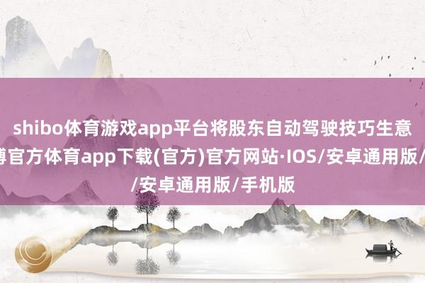 shibo体育游戏app平台将股东自动驾驶技巧生意化-世博官方体育app下载(官方)官方网站·IOS/安卓通用版/手机版