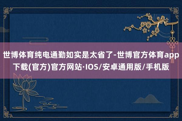 世博体育纯电通勤如实是太省了-世博官方体育app下载(官方)官方网站·IOS/安卓通用版/手机版